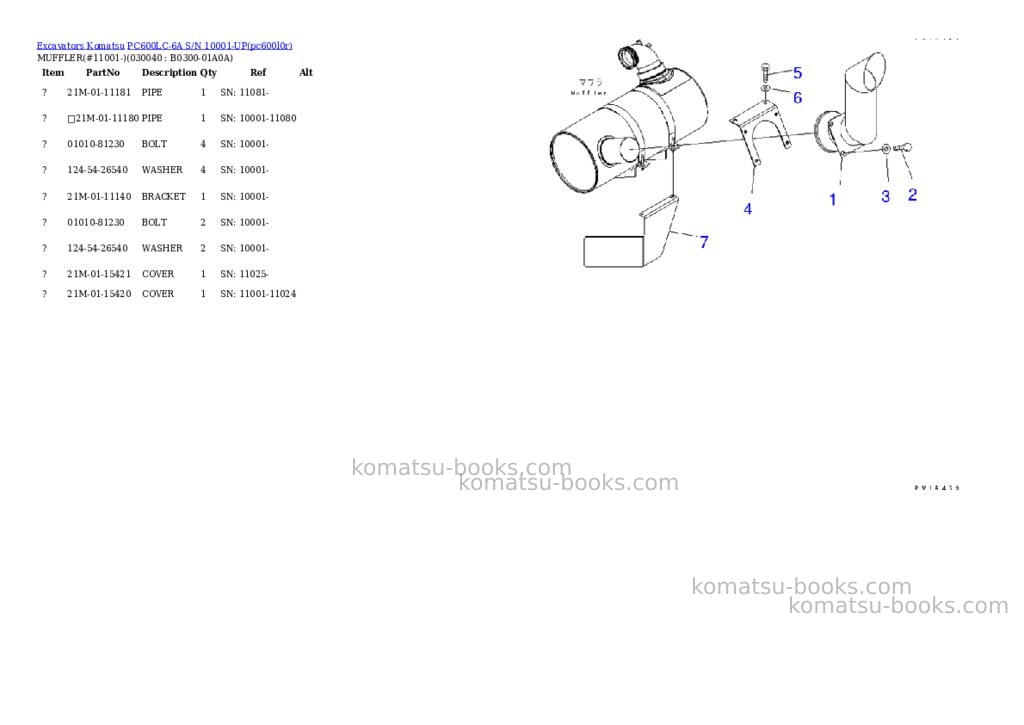 Komatsu pc600lc-6a s/n 10001-up overseas version Parts catalog cover Page 3