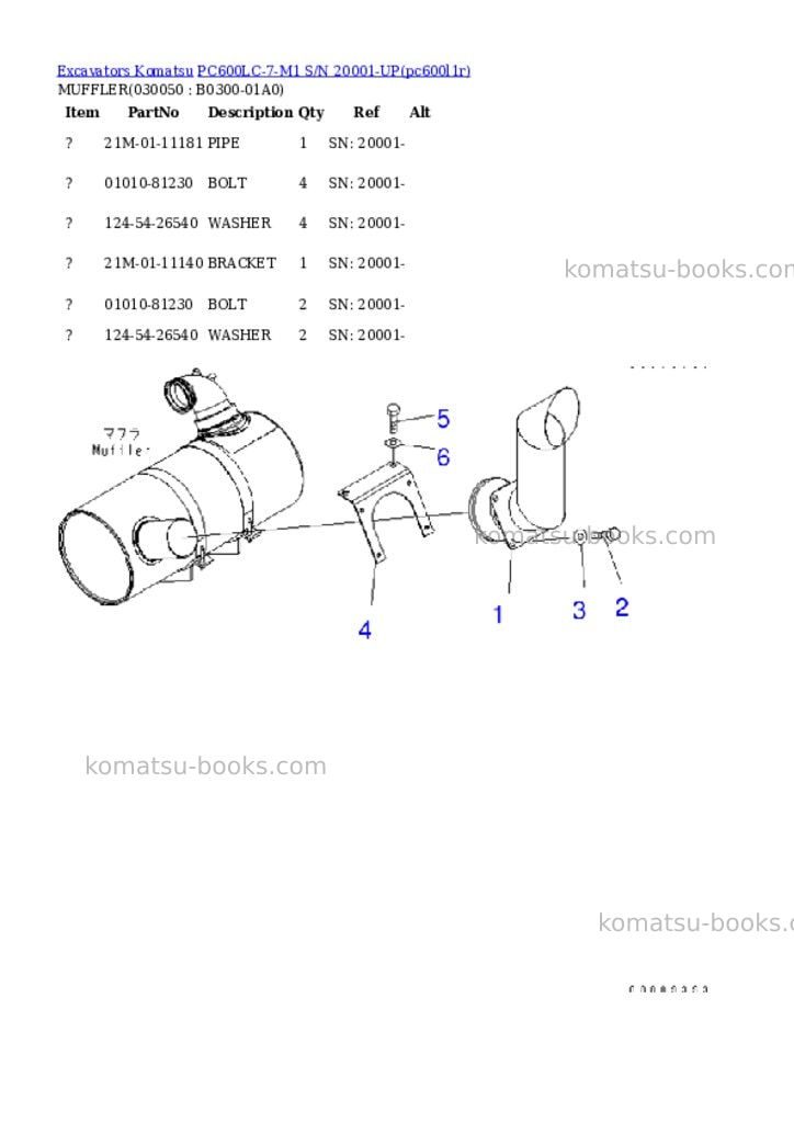 Komatsu pc600lc-7-m1 s/n 20001-up Parts catalog cover Page 4