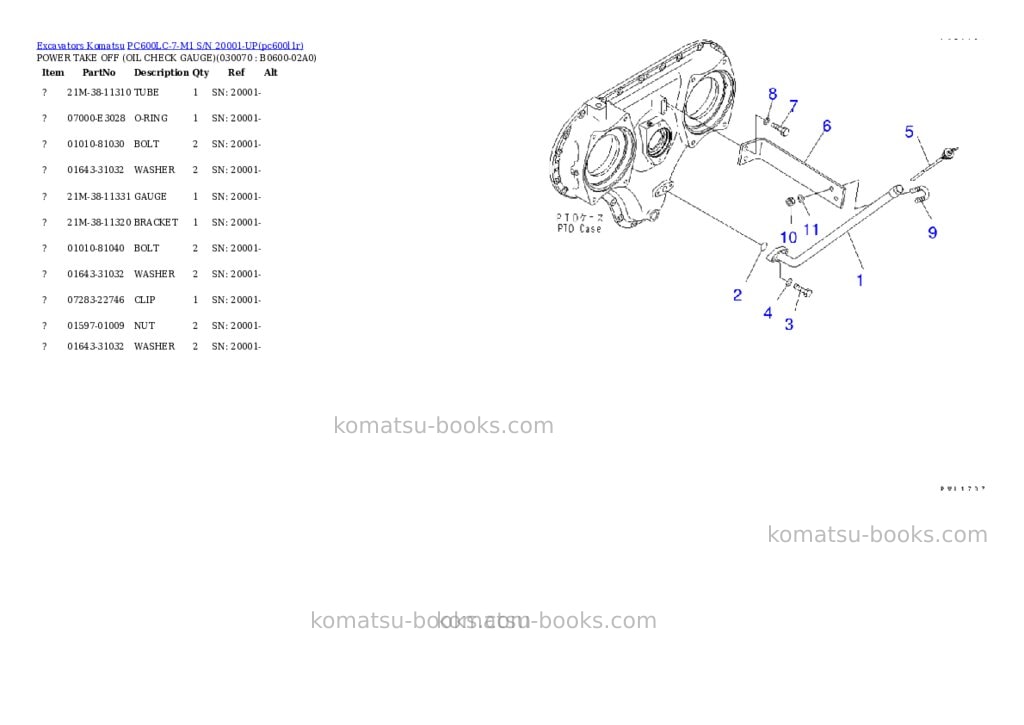 Komatsu pc600lc-7-m1 s/n 20001-up Parts catalog cover Page 6