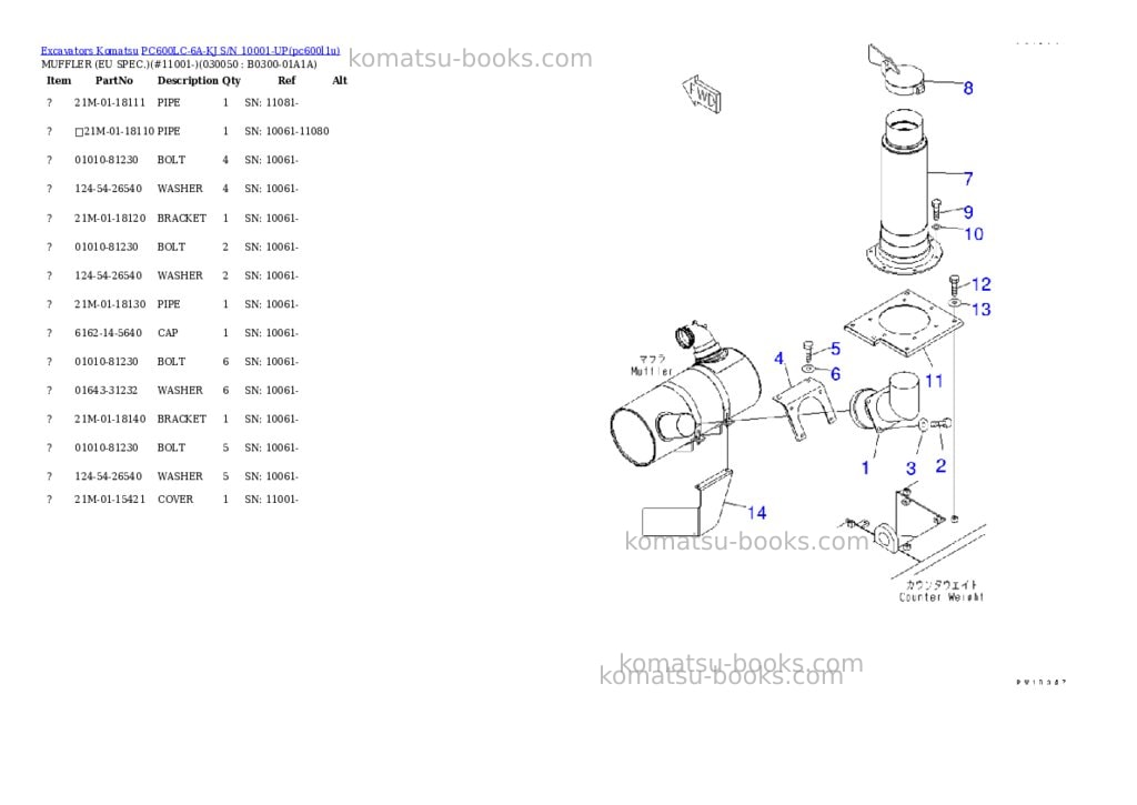 Komatsu pc600lc-6a-kj s/n 10001-up Parts catalog cover Page 4 Komatsu pc600lc-6a-kj s/n 10001-up Parts catalog cover Page 4