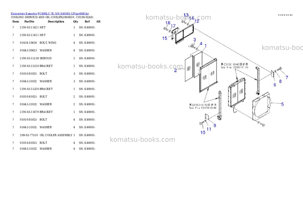 Komatsu pc600lc-7k s/n k40001-up Parts catalog cover Page 10