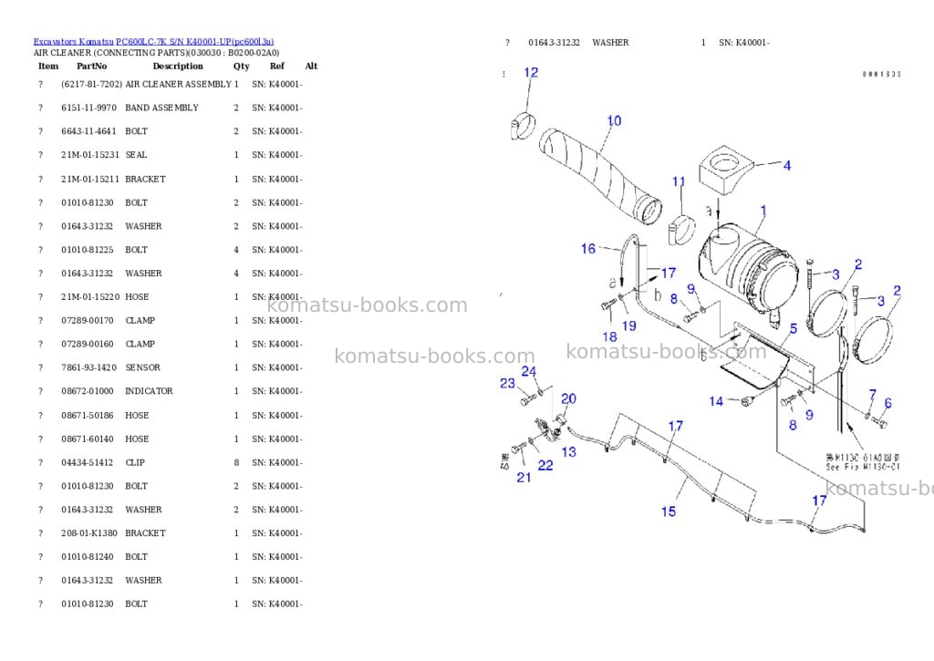 Komatsu pc600lc-7k s/n k40001-up Parts catalog cover Page 2