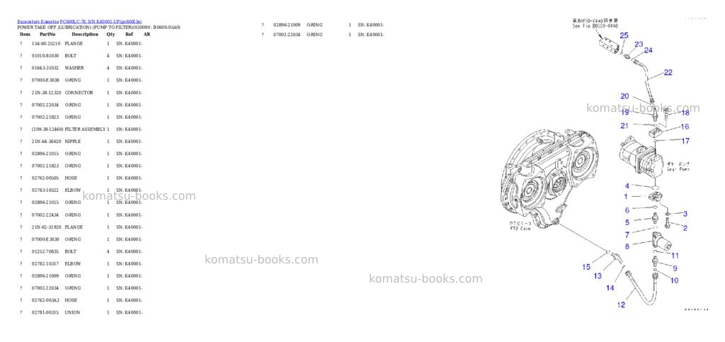 Komatsu pc600lc-7k s/n k40001-up Parts catalog cover Page 8