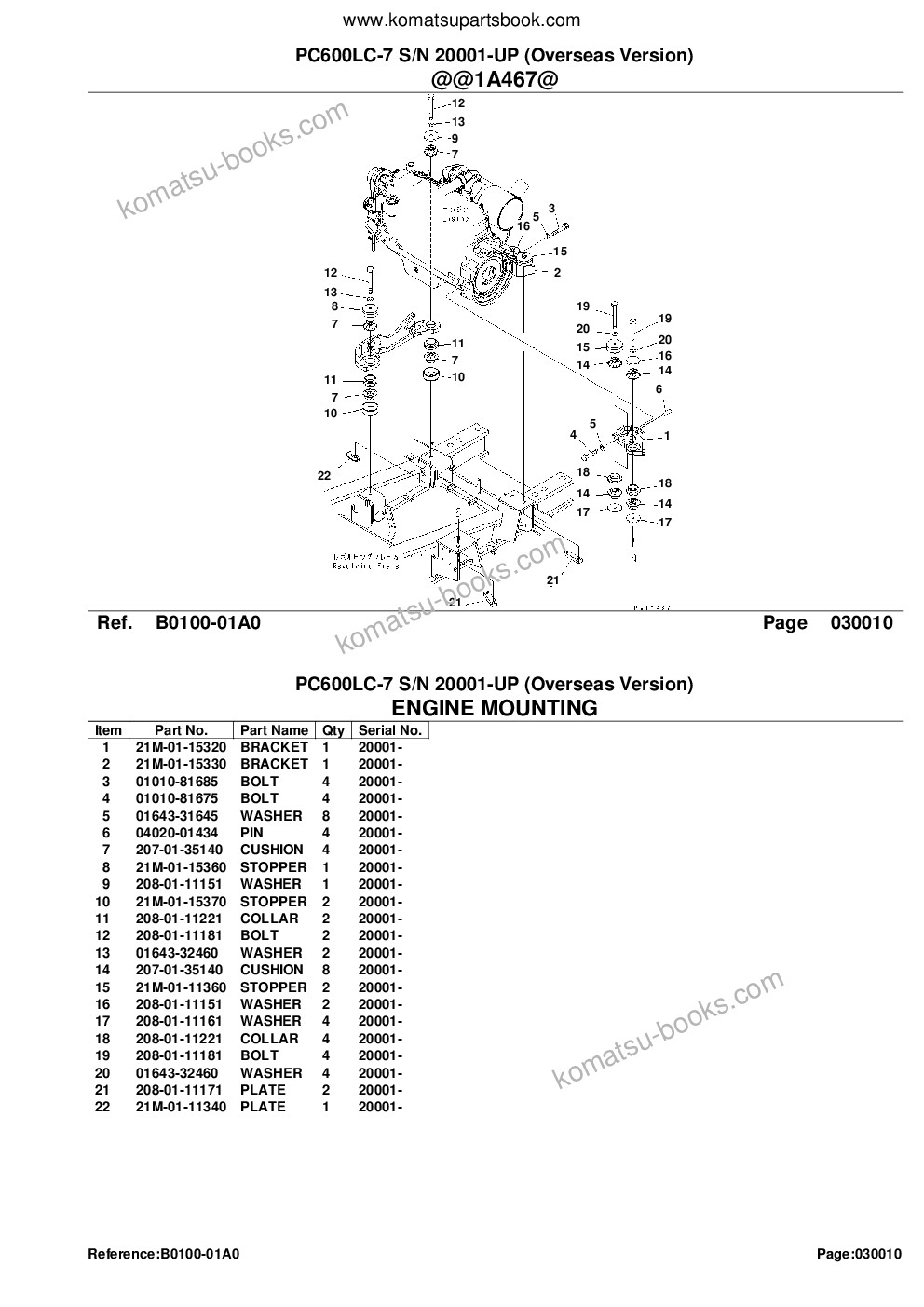 Komatsu pc600lc-7 s/n 20001-up overseas version Parts catalog cover Page 3