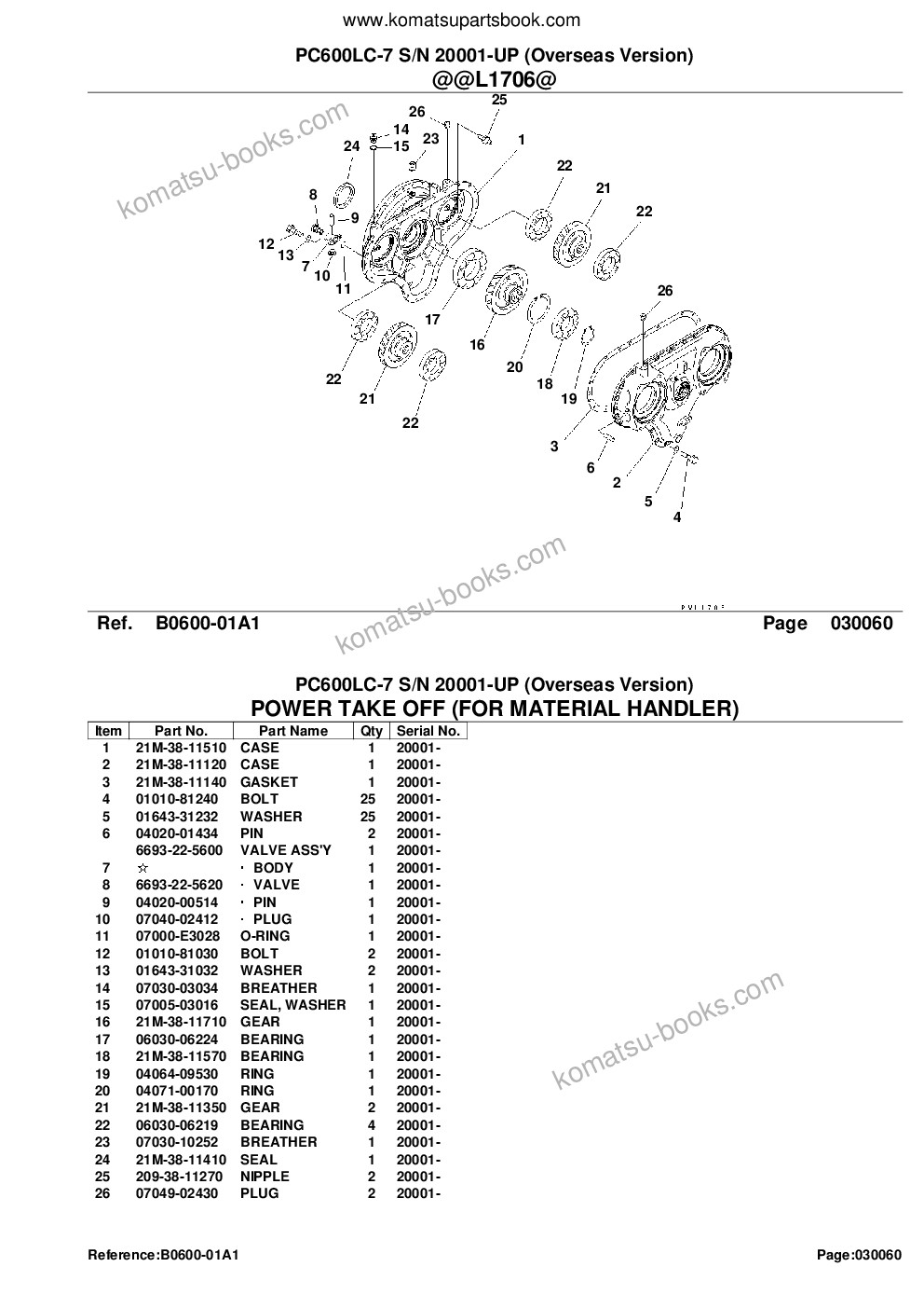 Komatsu pc600lc-7 s/n 20001-up overseas version Parts catalog cover Page 8
