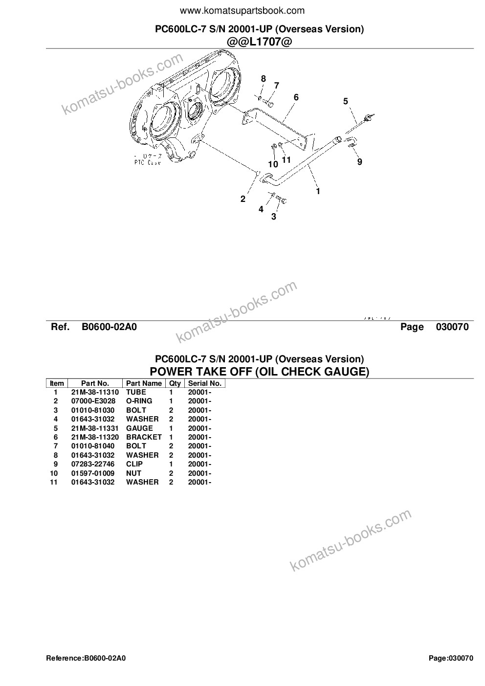 Komatsu pc600lc-7 s/n 20001-up overseas version Parts catalog cover Page 9