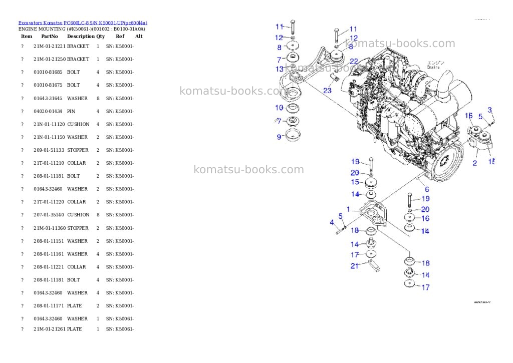 Komatsu pc600lc-8 s/n k50001-up Parts catalog cover