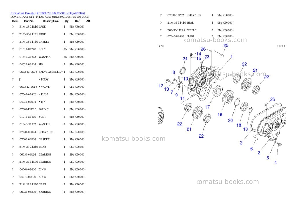 Komatsu pc600lc-8 s/n k50001-up Parts catalog cover Page 3