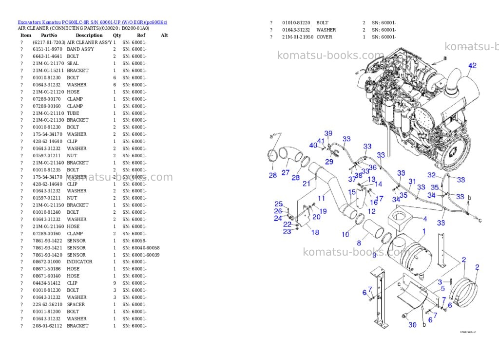 Komatsu pc600lc-8r s/n 60001-up w/o egr Parts catalog cover
