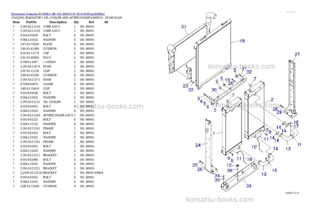 Komatsu pc600lc-8r s/n 60001-up w/o egr Parts catalog cover Page 8
