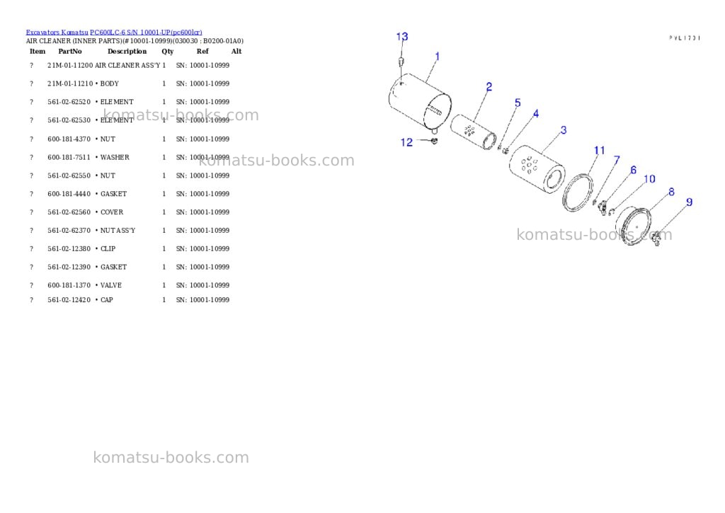 Komatsu pc600lc-6 s/n 10001-up overseas version Parts catalog cover Page 2