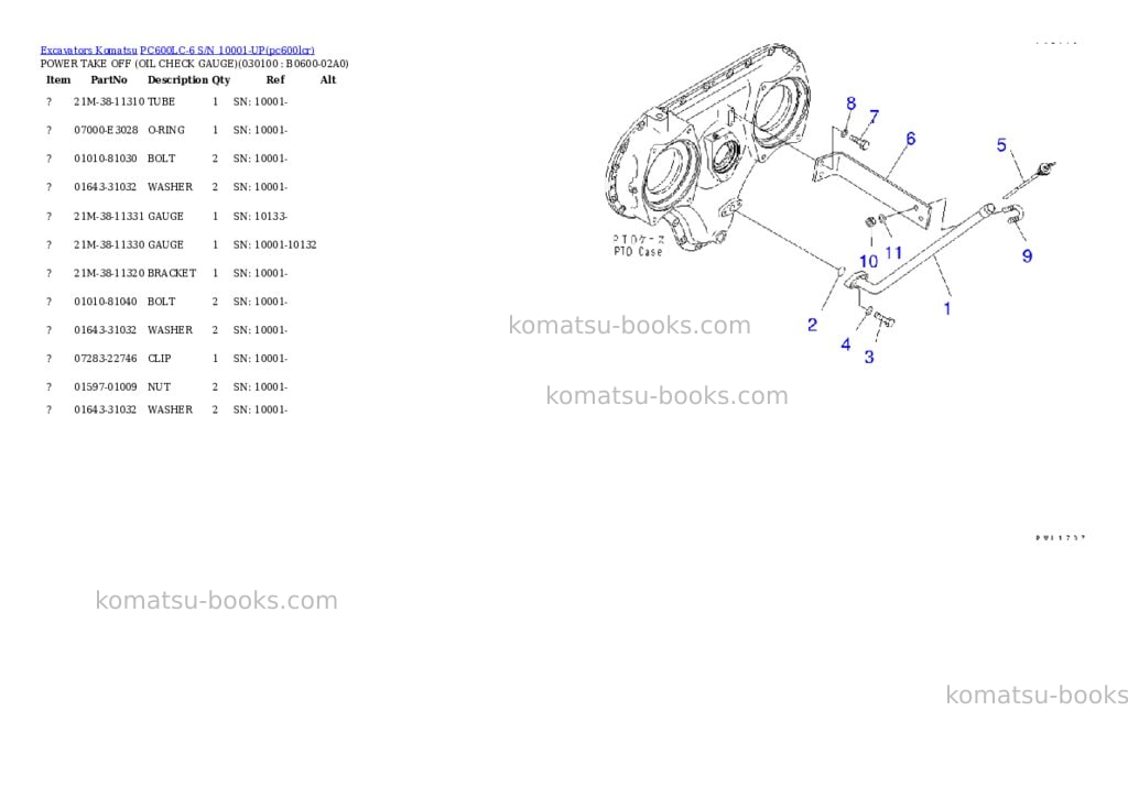 Komatsu pc600lc-6 s/n 10001-up overseas version Parts catalog cover Page 9