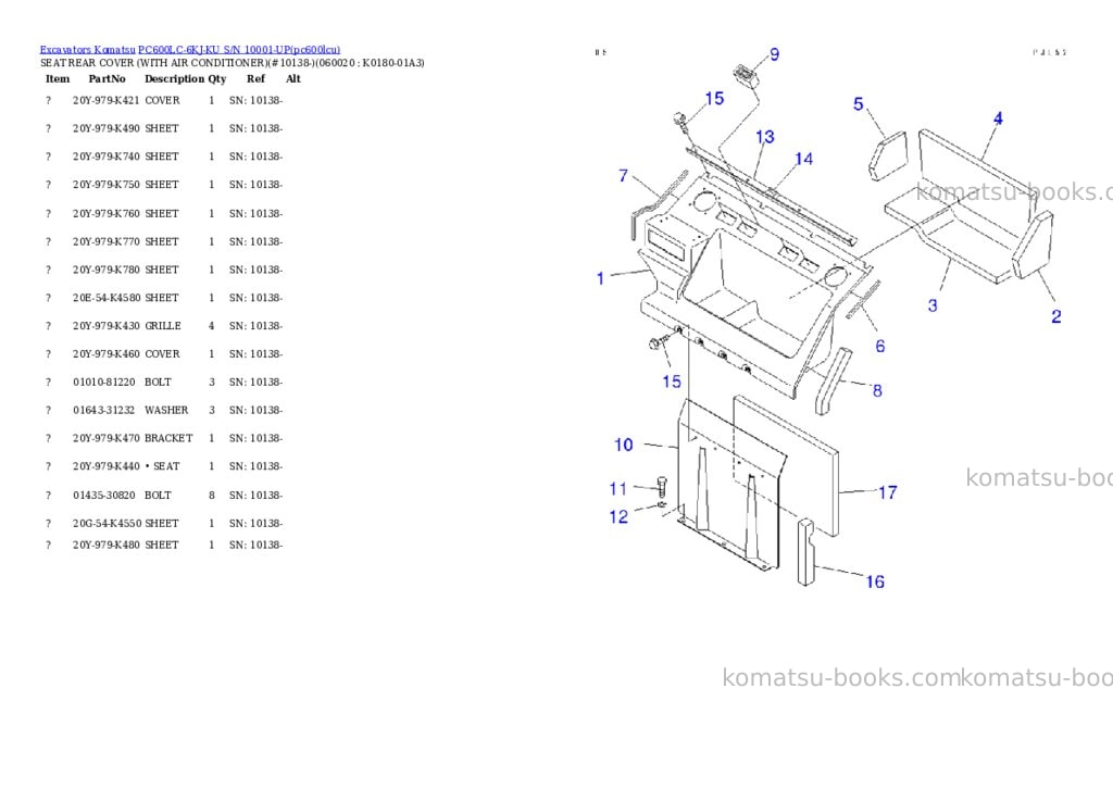 Komatsu pc600lc-6kj-ku s/n 10001-up Parts catalog cover Page 3