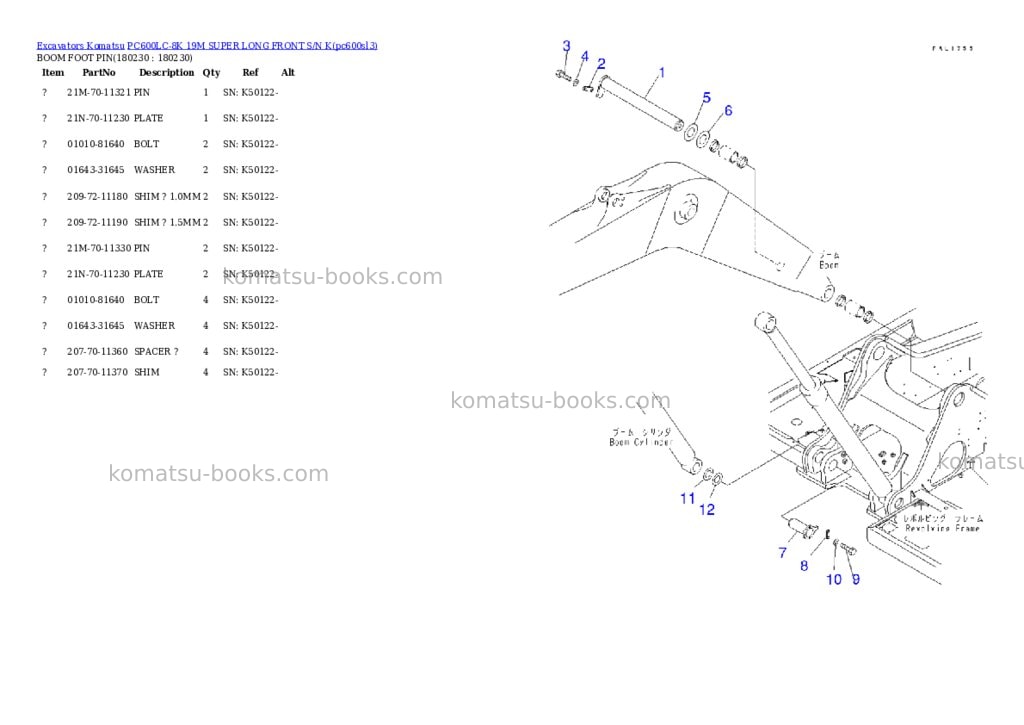 Komatsu pc600lc-8k 19m super long front s/n k Parts catalog cover Page 2 Komatsu pc600lc-8k 19m super long front s/n k Parts catalog cover Page 2