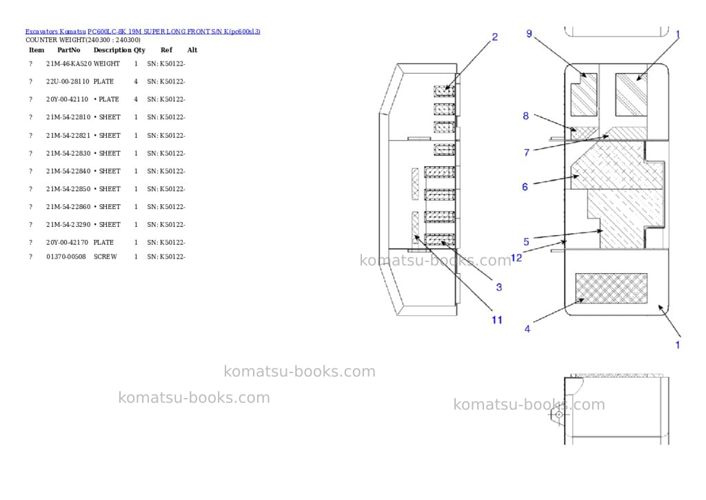 Komatsu pc600lc-8k 19m super long front s/n k Parts catalog cover Page 3 Komatsu pc600lc-8k 19m super long front s/n k Parts catalog cover Page 3