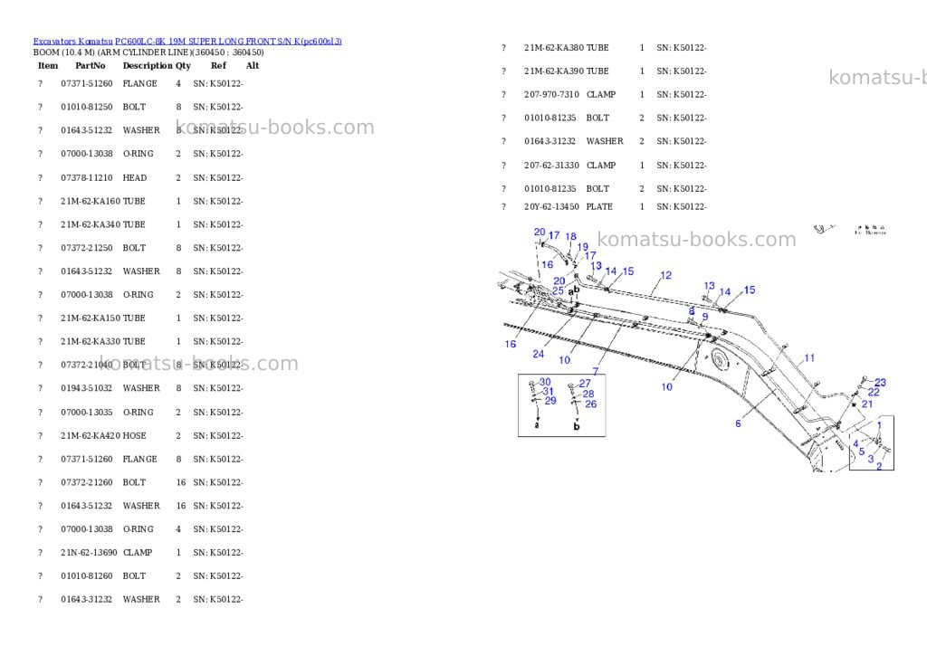 Komatsu pc600lc-8k 19m super long front s/n k Parts catalog cover Page 5 Komatsu pc600lc-8k 19m super long front s/n k Parts catalog cover Page 5