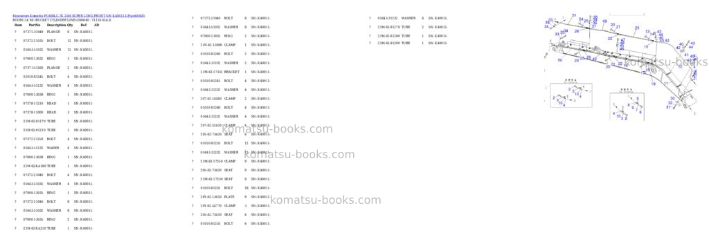 Komatsu pc600lc-7k 25m super long front s/n k40011-up Parts catalog cover Page 7