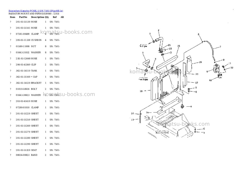 Komatsu PC60L-5 S/N 7501-UP Parts catalog cover Page 3 Komatsu PC60L-5 S/N 7501-UP Parts catalog cover Page 3