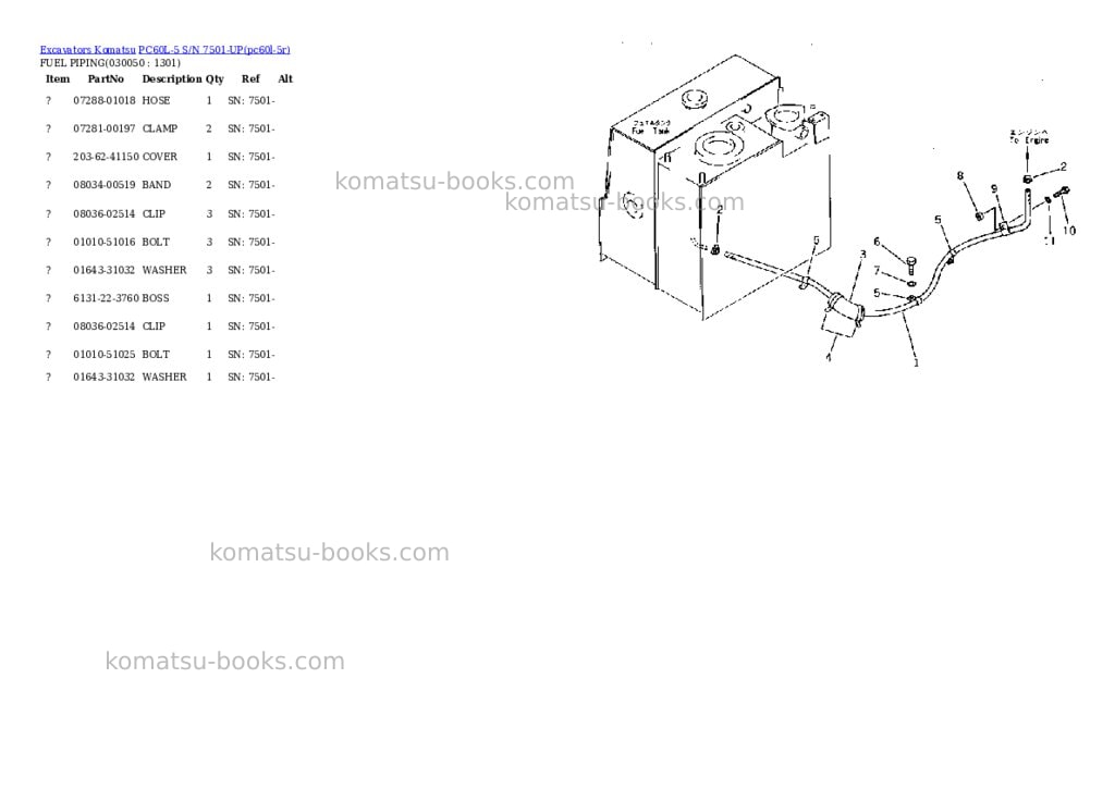 Komatsu PC60L-5 S/N 7501-UP Parts catalog cover Page 4 Komatsu PC60L-5 S/N 7501-UP Parts catalog cover Page 4