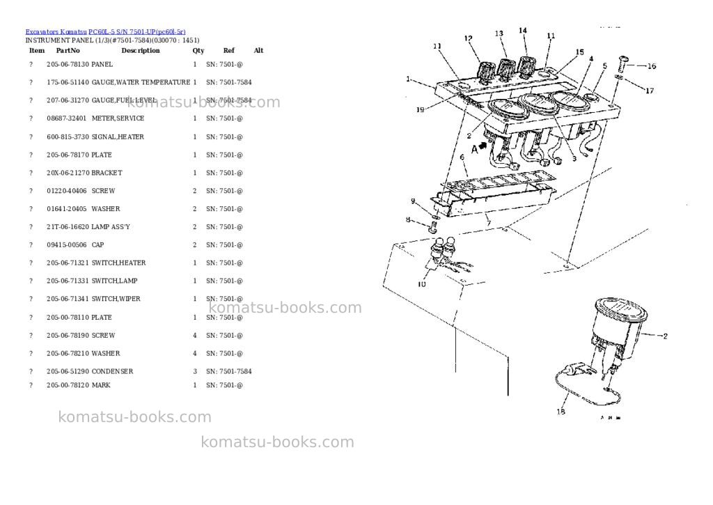 Komatsu PC60L-5 S/N 7501-UP Parts catalog cover Page 6 Komatsu PC60L-5 S/N 7501-UP Parts catalog cover Page 6