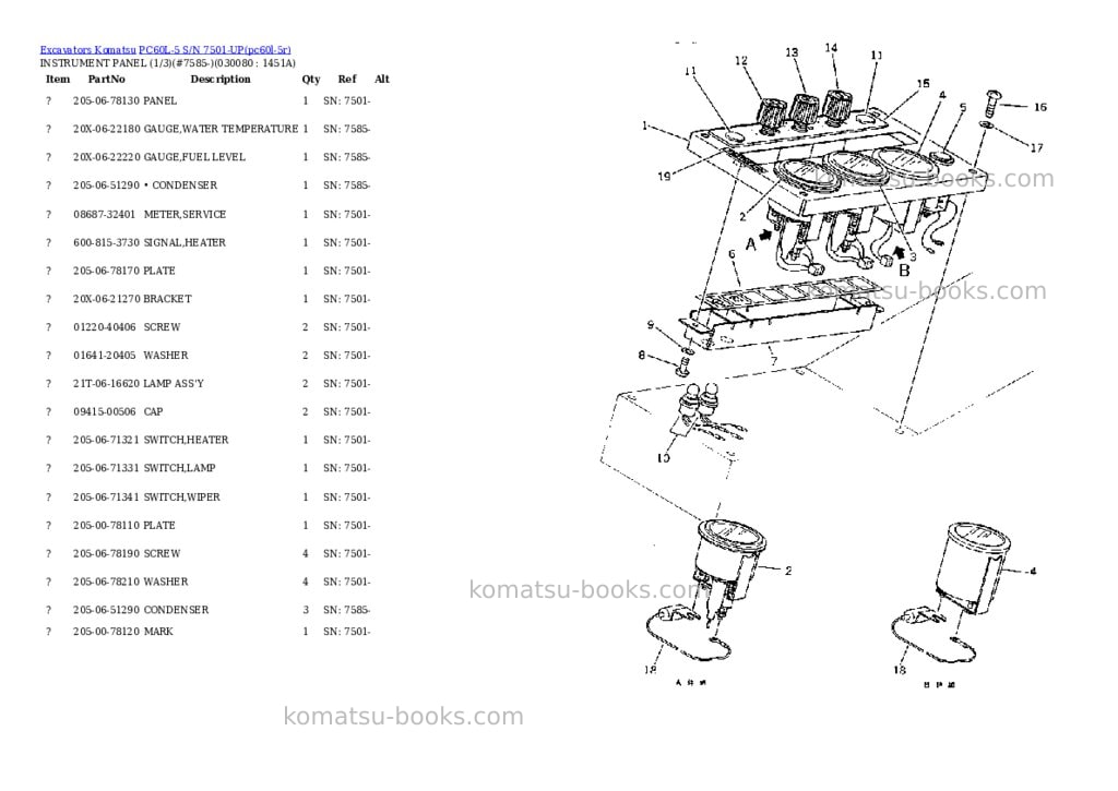 Komatsu PC60L-5 S/N 7501-UP Parts catalog cover Page 7 Komatsu PC60L-5 S/N 7501-UP Parts catalog cover Page 7