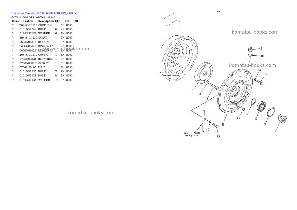 Komatsu PC60L-6 Parts catalog cover Page 11