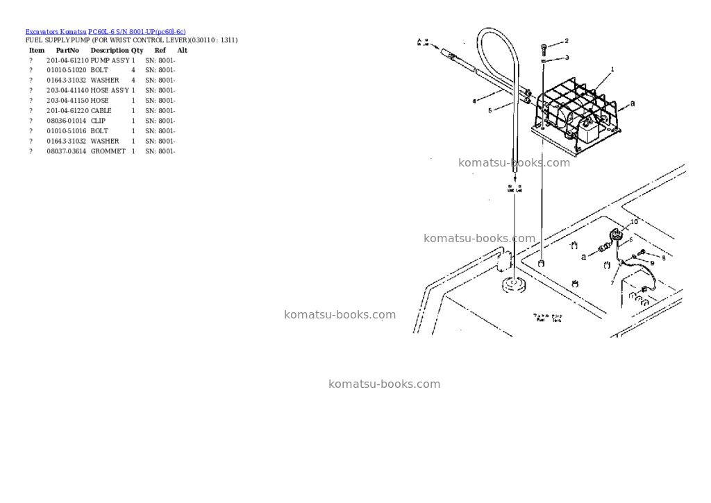 Komatsu PC60L-6 Parts catalog cover Page 20
