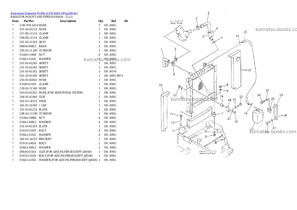 Komatsu PC60L-6 Parts catalog cover Page 14