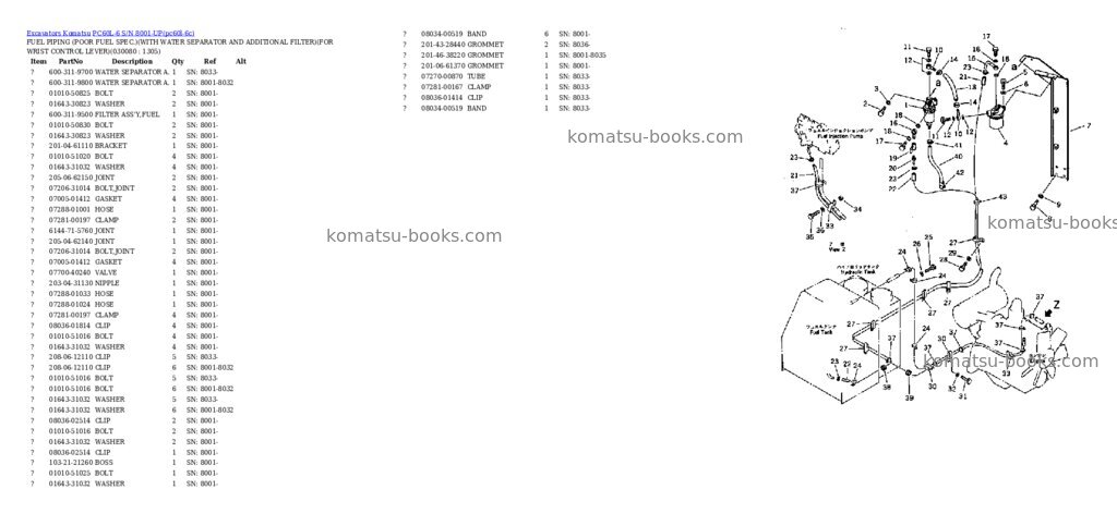 Komatsu PC60L-6 Parts catalog cover Page 17