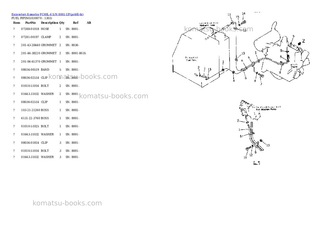 Komatsu pc60l-6 s/n 8001-up Parts catalog cover Page 6