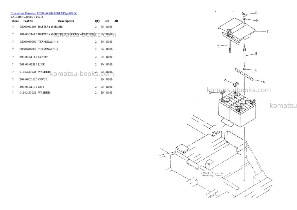 Komatsu pc60l-6 s/n 8001-up Parts catalog cover Page 7