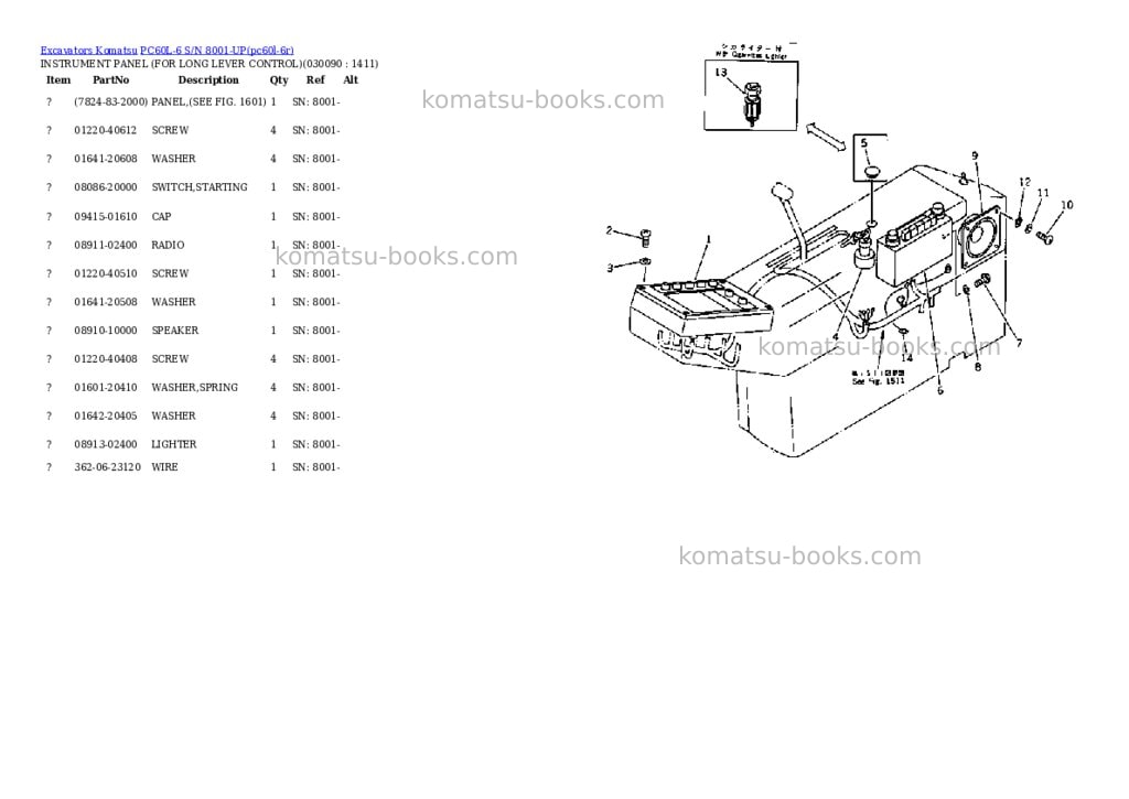 Komatsu pc60l-6 s/n 8001-up Parts catalog cover Page 8