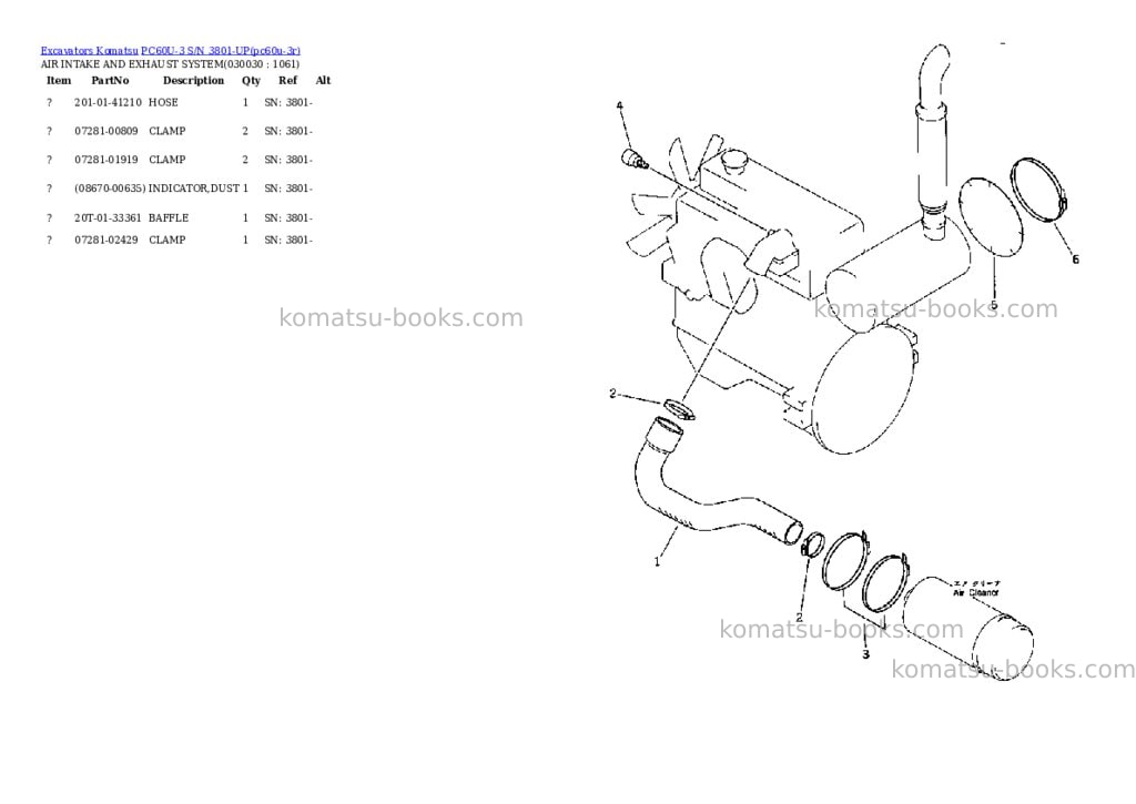 Komatsu pc60u-3 s/n 3801-up Parts catalog cover Page 2