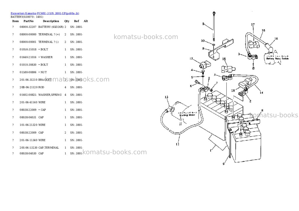 Komatsu pc60u-3 s/n 3801-up Parts catalog cover Page 6