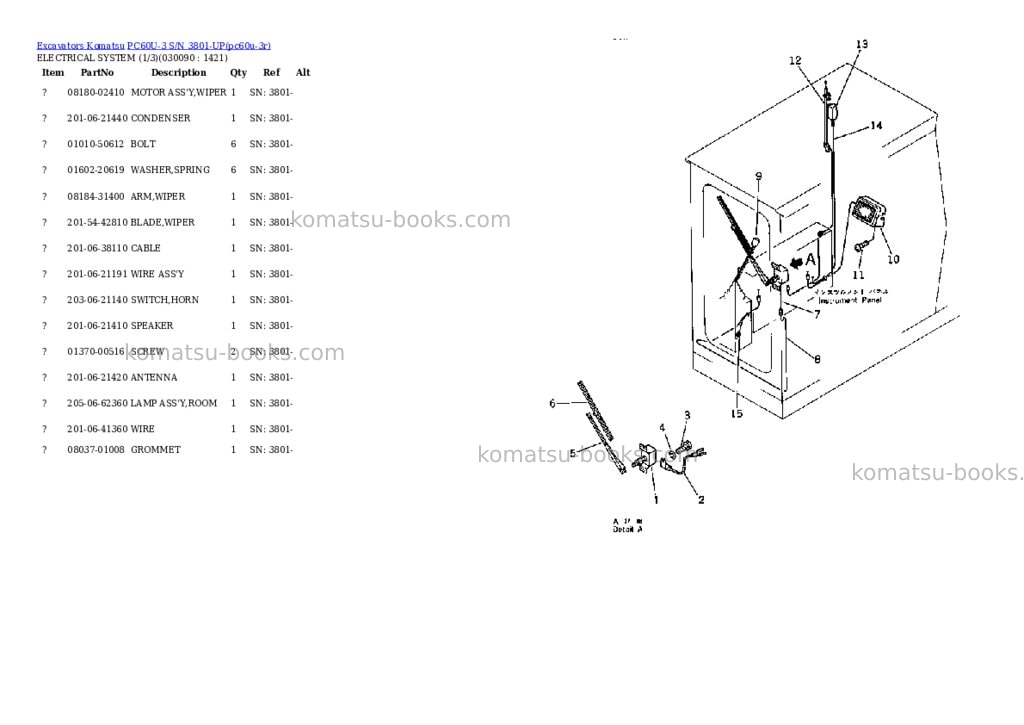 Komatsu pc60u-3 s/n 3801-up Parts catalog cover Page 8