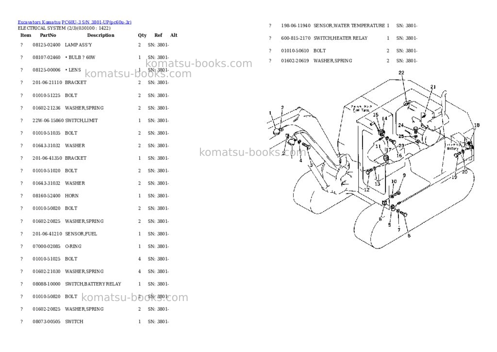 Komatsu pc60u-3 s/n 3801-up Parts catalog cover Page 9