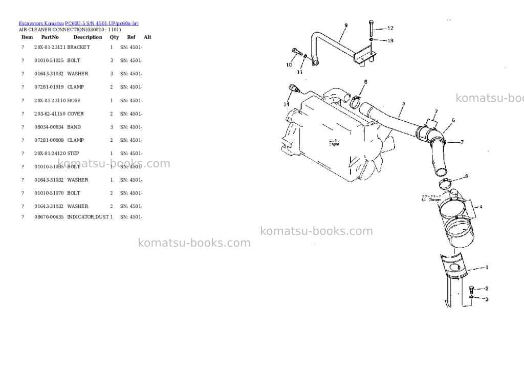 Komatsu pc60u-5 s/n 4501-up Parts catalog cover Komatsu pc60u-5 s/n 4501-up Parts catalog cover