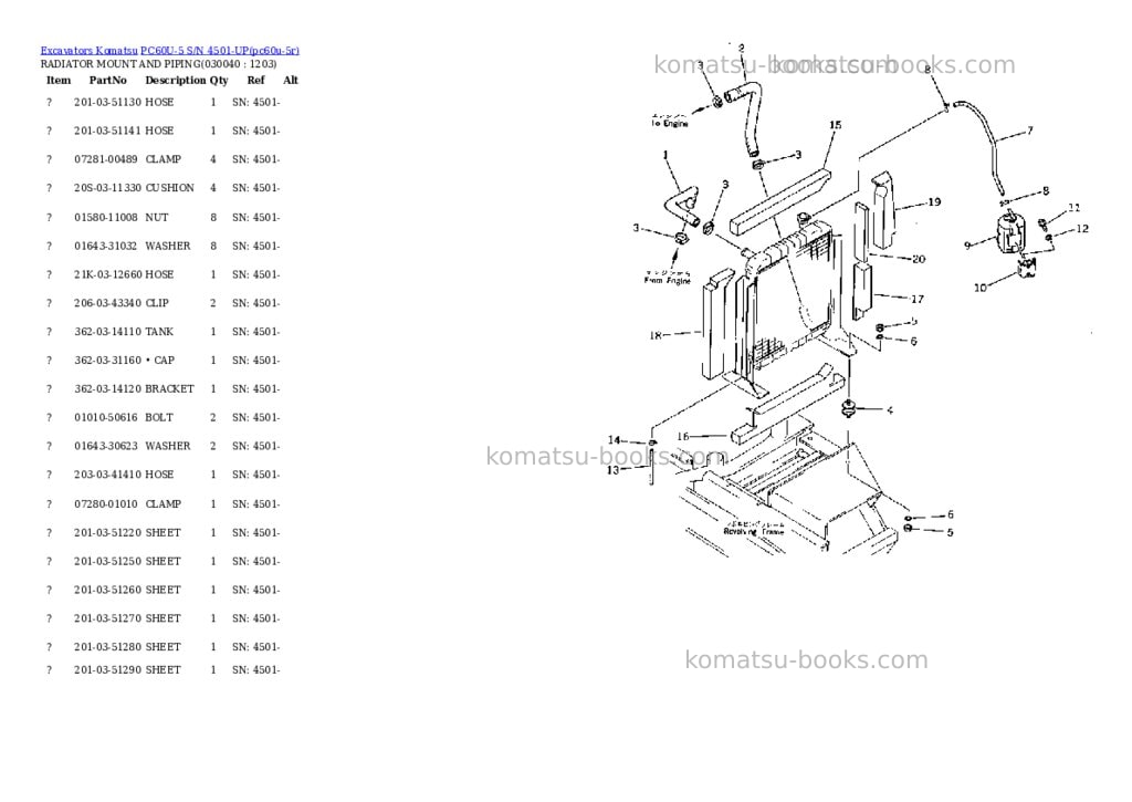 Komatsu pc60u-5 s/n 4501-up Parts catalog cover Page 3 Komatsu pc60u-5 s/n 4501-up Parts catalog cover Page 3
