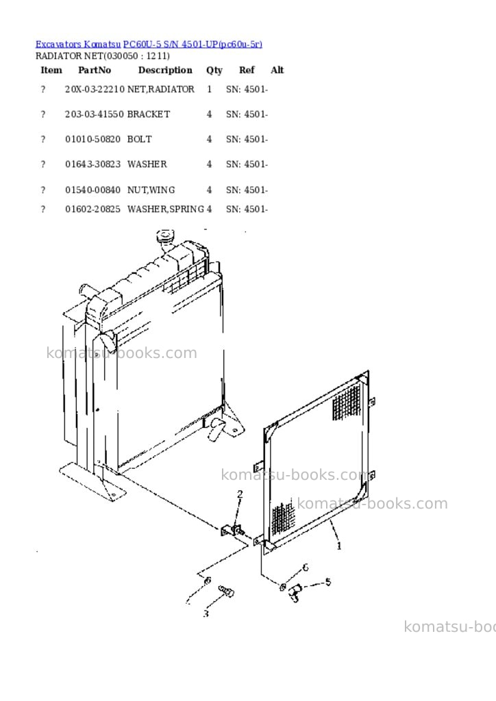 Komatsu pc60u-5 s/n 4501-up Parts catalog cover Page 4 Komatsu pc60u-5 s/n 4501-up Parts catalog cover Page 4