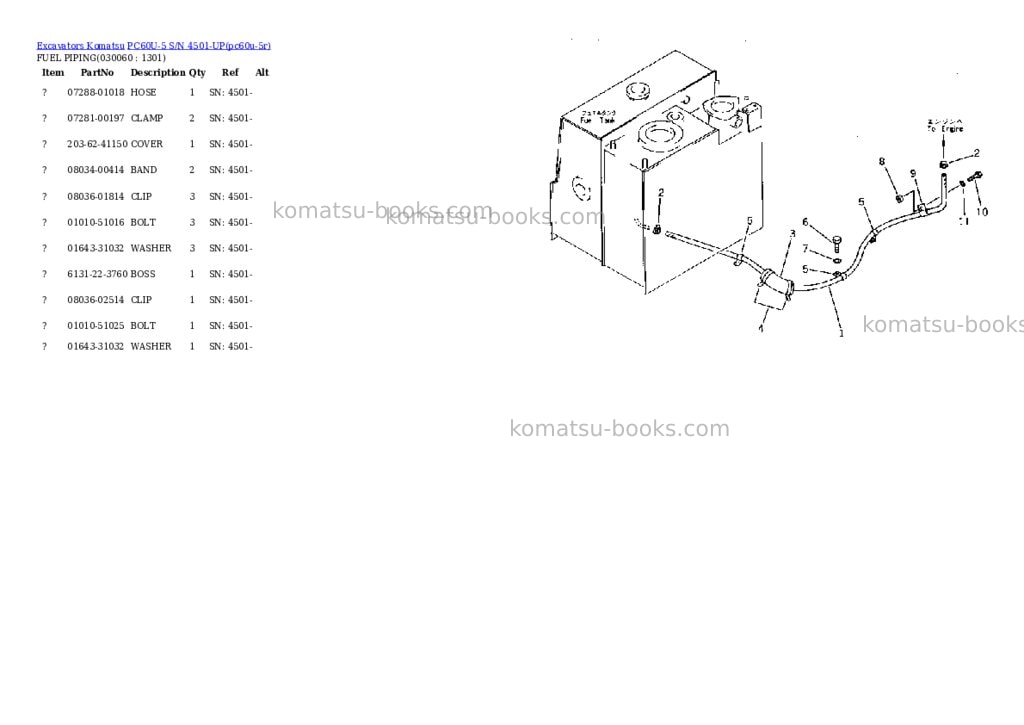 Komatsu pc60u-5 s/n 4501-up Parts catalog cover Page 5 Komatsu pc60u-5 s/n 4501-up Parts catalog cover Page 5