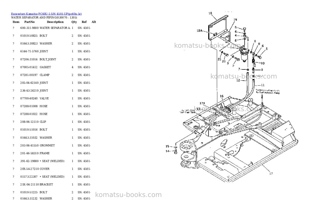 Komatsu pc60u-5 s/n 4501-up Parts catalog cover Page 6 Komatsu pc60u-5 s/n 4501-up Parts catalog cover Page 6