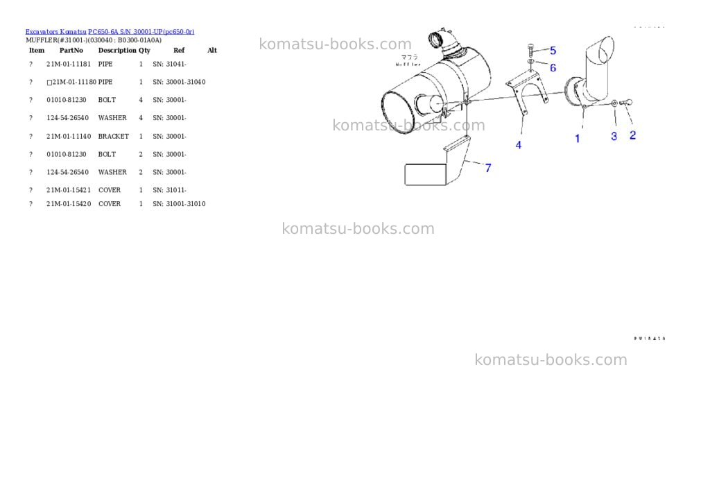 Komatsu pc650-6a s/n 30001-up Parts catalog cover Page 3 Komatsu pc650-6a s/n 30001-up Parts catalog cover Page 3