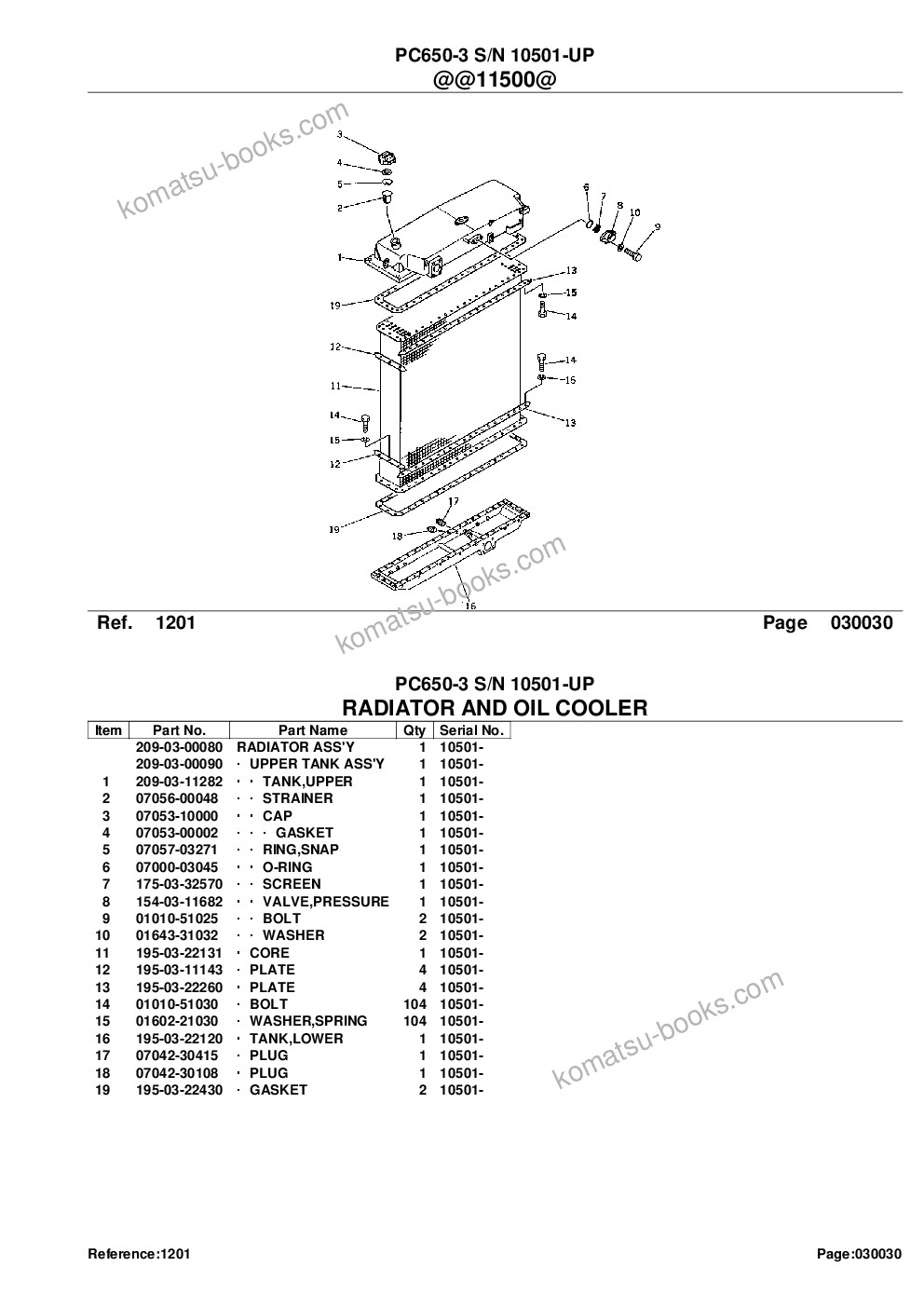 Komatsu pc650-3 s/n 10501-up Parts catalog cover Page 7 Komatsu pc650-3 s/n 10501-up Parts catalog cover Page 7