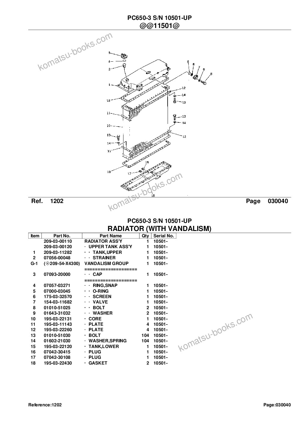 Komatsu pc650-3 s/n 10501-up Parts catalog cover Page 8 Komatsu pc650-3 s/n 10501-up Parts catalog cover Page 8