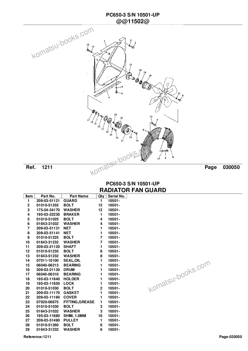 Komatsu pc650-3 s/n 10501-up Parts catalog cover Page 9 Komatsu pc650-3 s/n 10501-up Parts catalog cover Page 9