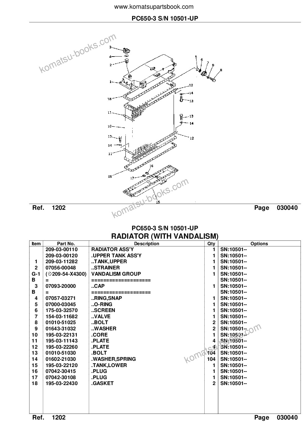 Komatsu PC650-3 S/N 10501-UP Parts catalog cover Page 7 Komatsu PC650-3 S/N 10501-UP Parts catalog cover Page 7