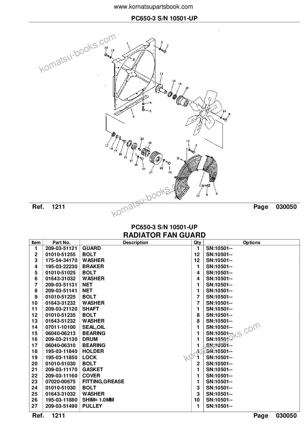 Komatsu PC650-3 S/N 10501-UP Parts catalog cover Page 8 Komatsu PC650-3 S/N 10501-UP Parts catalog cover Page 8