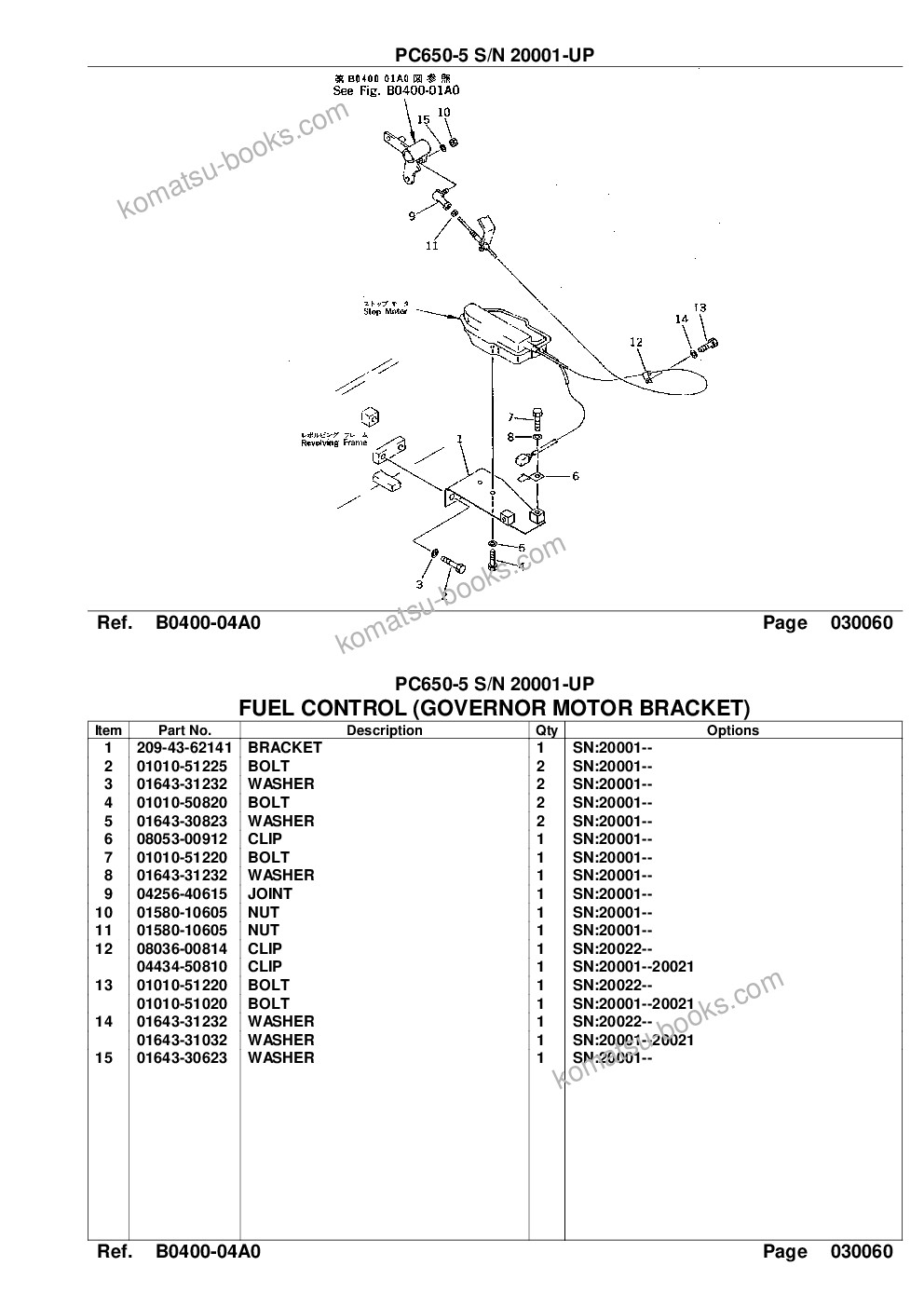 Komatsu pc650-5 s/n 20001-up Parts catalog cover Page 10 Komatsu pc650-5 s/n 20001-up Parts catalog cover Page 10