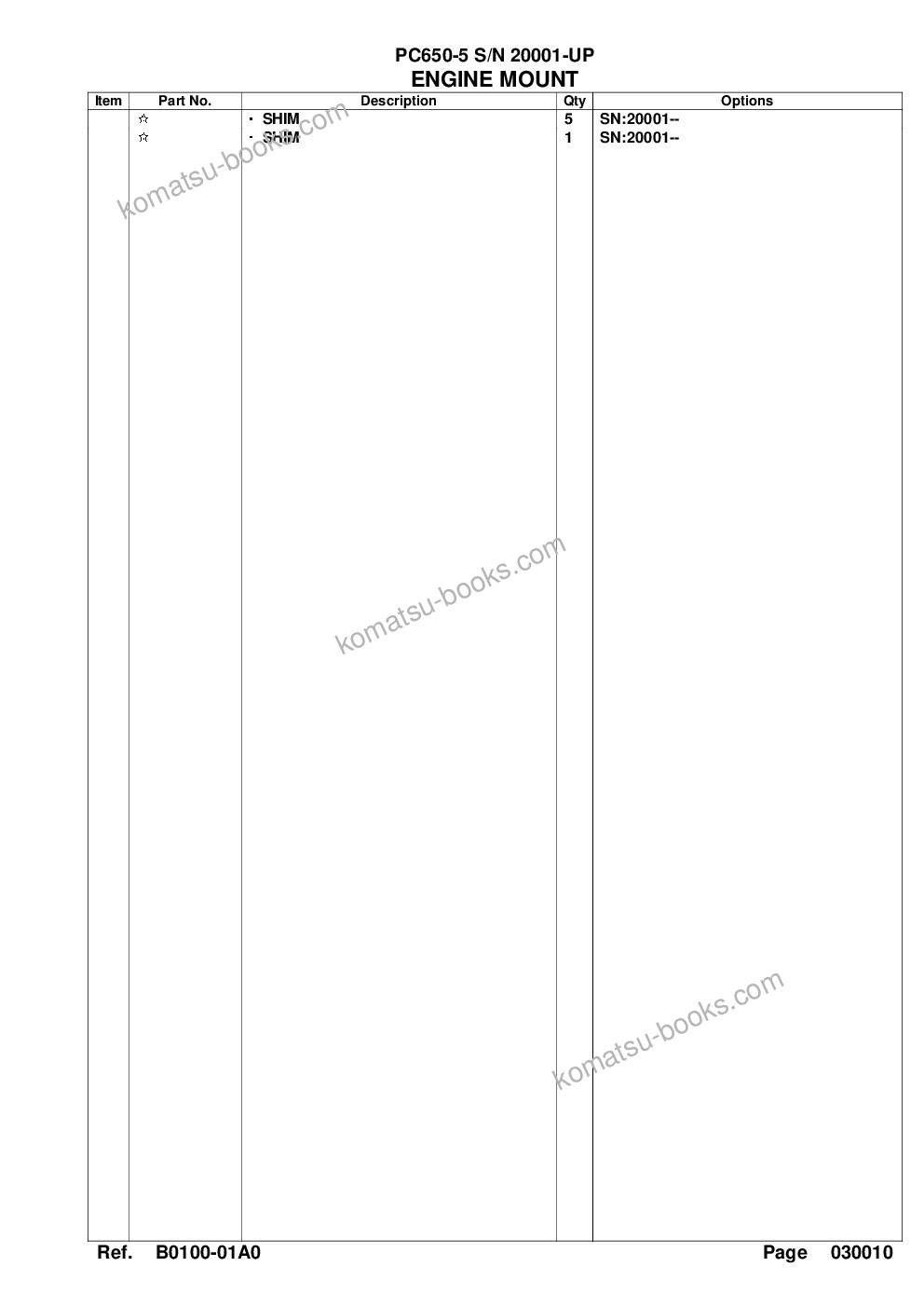 Komatsu pc650-5 s/n 20001-up Parts catalog cover Page 4 Komatsu pc650-5 s/n 20001-up Parts catalog cover Page 4