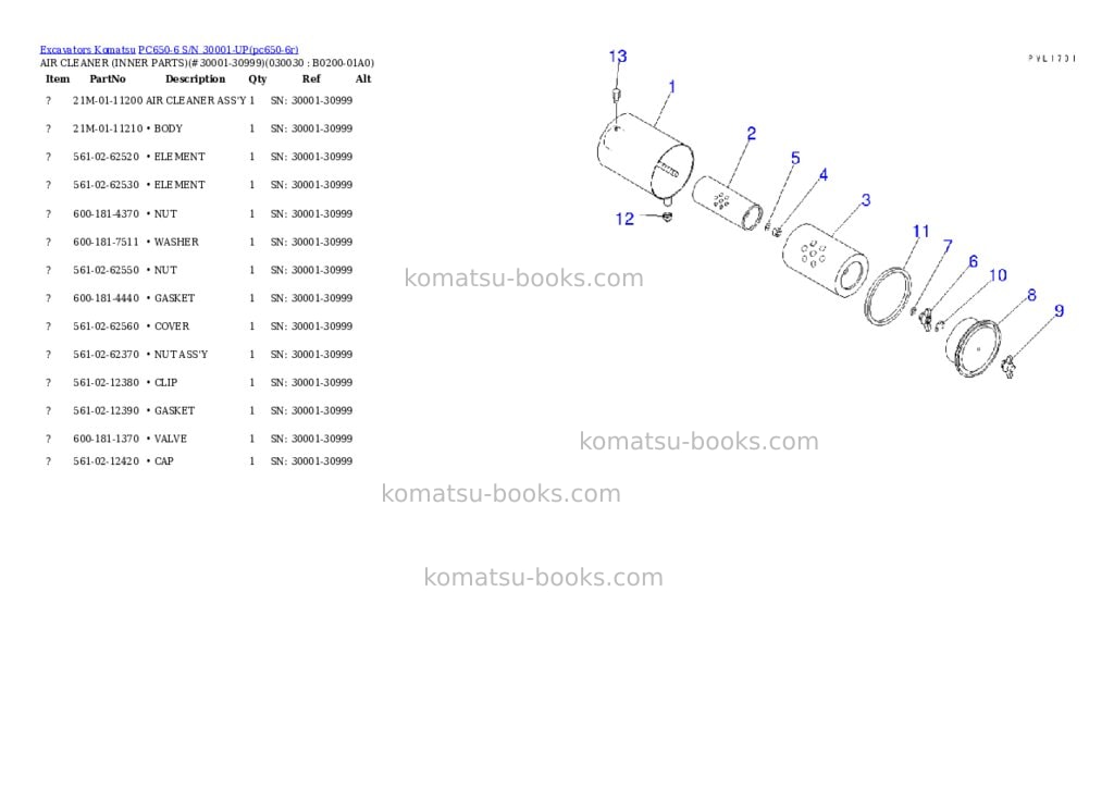 Komatsu pc650-6 s/n 30001-up Parts catalog cover Page 2